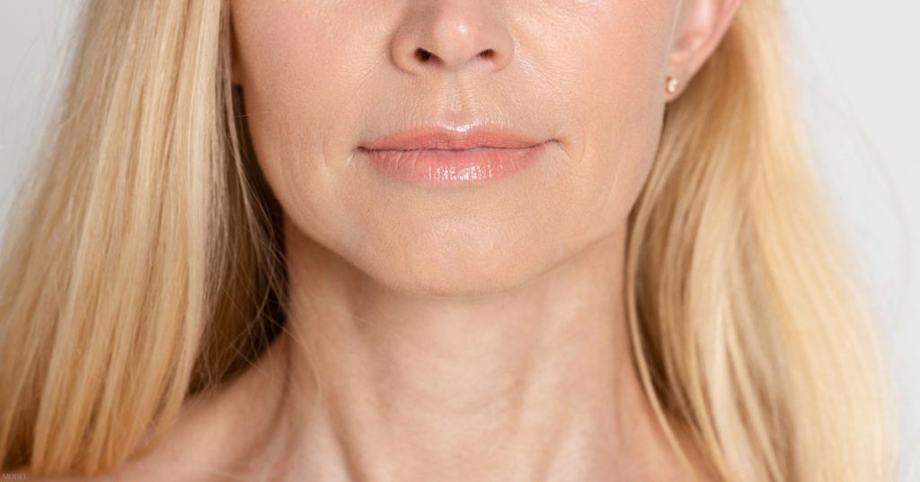 Close up of middle aged woman's neck (model)